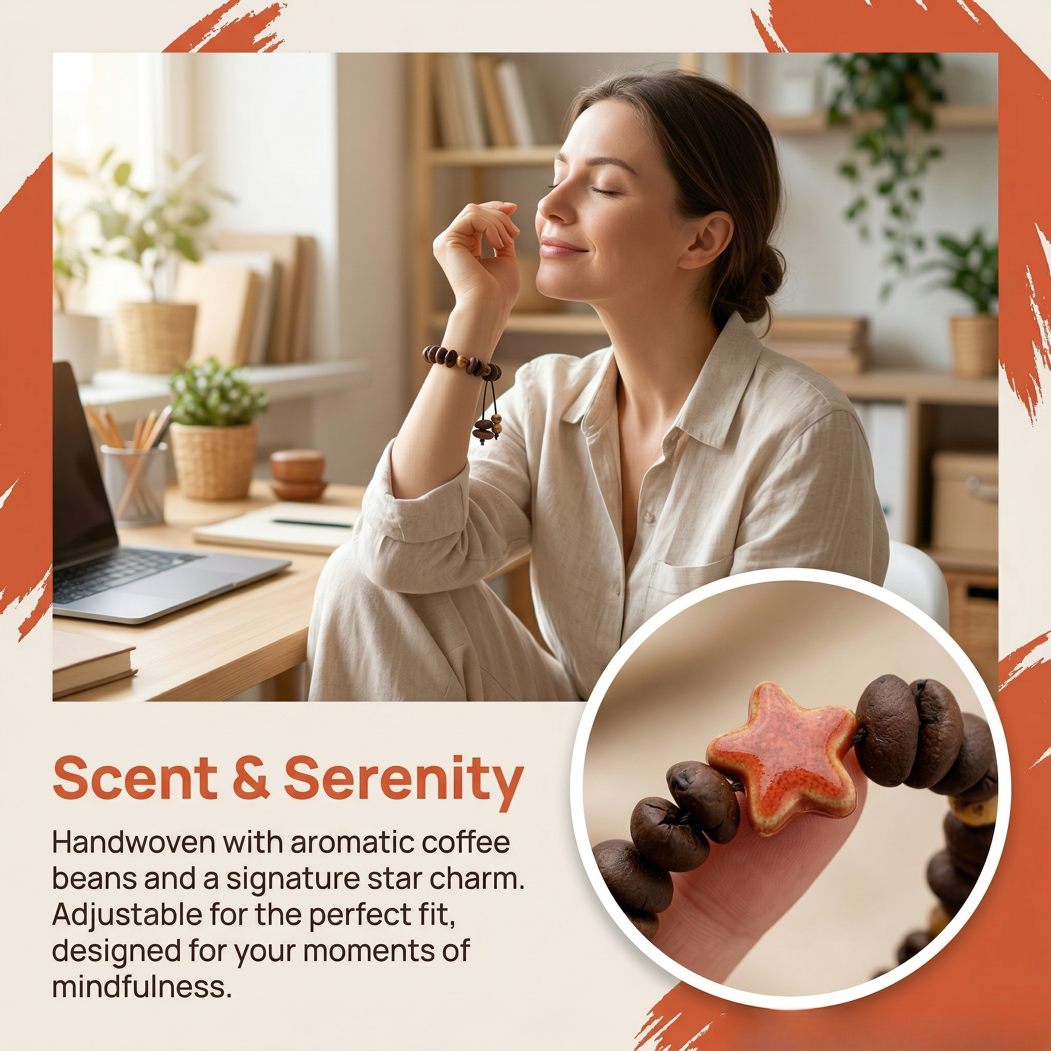 Mivera BEAN JOY Natural Coffee Bean Star Bracelet