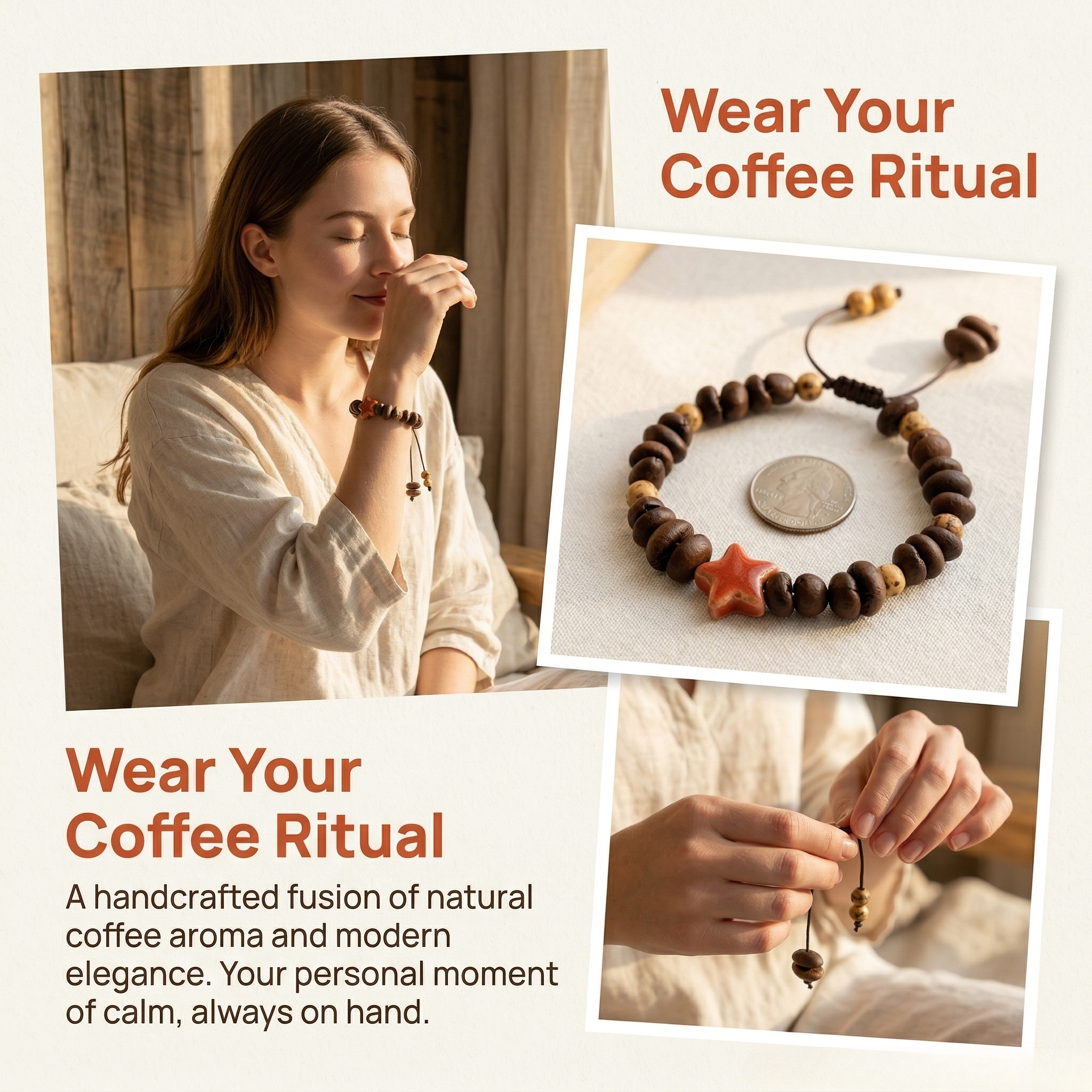 Mivera BEAN JOY Natural Coffee Bean Star Bracelet